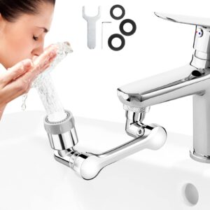 1080° faucet extender, 1080 swivel robotic arm swivel extension faucet aerator, 2 types of water discharge model, multifunctional robot arm for cleaning eyes/hair/face for kitchen and bathroom(1pack)