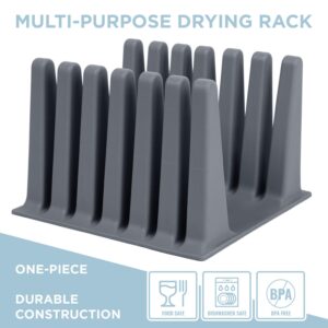 Nordic By Nature Silicone Drying Rack for Reusable Bags - Snack & Sandwich Storage Bag Organizer and Bottle Drying Rack (Slate Grey)