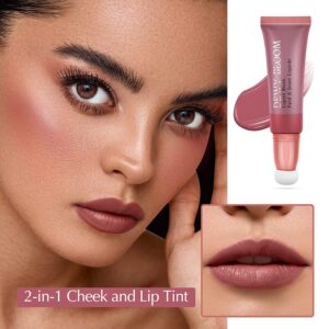 Cream Blush Beauty Wand, Soft Matte Lightweight With Cushion Applicator Creamy Natural Shimmer Blendable Face Blush. (102# Sweet Peach)