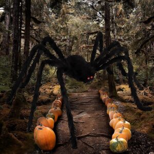 Chermory 8.2FT/98IN/250CM Halloween Giant Spider Decorations, Large Fake Scary Hairy Spider,Halloween Huge Plush Toy Spider Props Toy for Indoor Outdoor Creepy Lawn Garden Decor Black