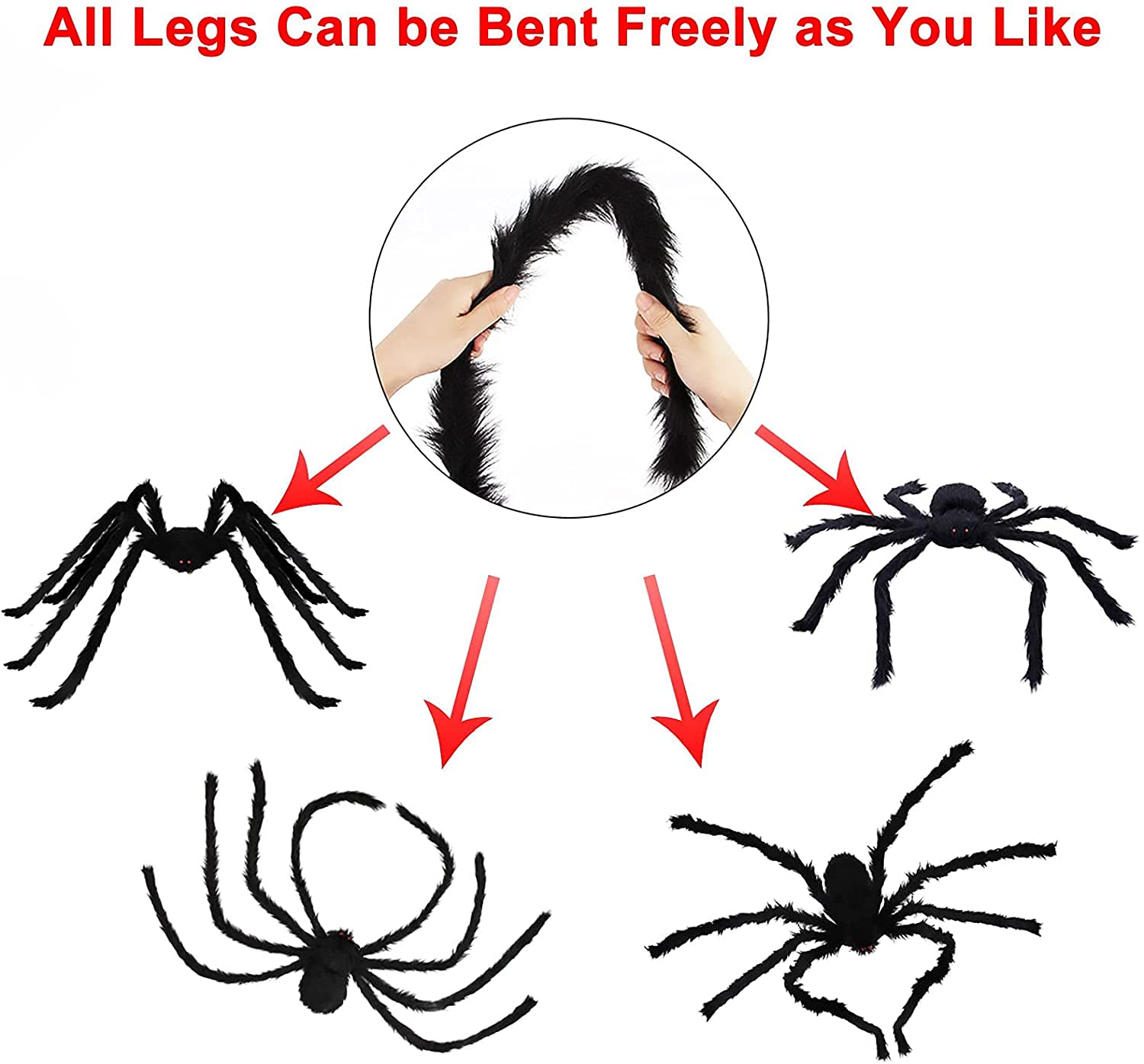 Chermory 8.2FT/98IN/250CM Halloween Giant Spider Decorations, Large Fake Scary Hairy Spider,Halloween Huge Plush Toy Spider Props Toy for Indoor Outdoor Creepy Lawn Garden Decor Black