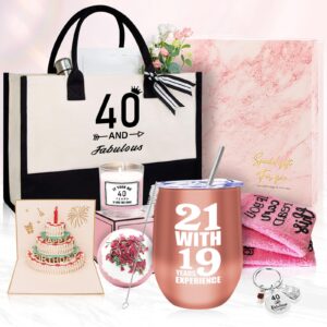 40th birthday gifts for women, happy 1984 birthday gifts for womens mom girls best friends, funny 40 year old gift basket box from mothers daughter sister her, unique fabulous bag wine bday gift ideas