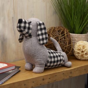 Elements Dachshund Weighted Fabric Door Stopper, Polyester,Gray