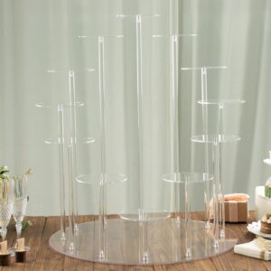 TABLECLOTHSFACTORY 29" Tall 12-Arm Tiered Clear Acrylic Dessert Display Stand, Multi-Layer Round Tray Cupcake Serving Rack