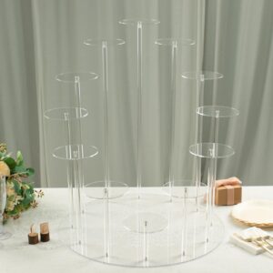 TABLECLOTHSFACTORY 29" Tall 12-Arm Tiered Clear Acrylic Dessert Display Stand, Multi-Layer Round Tray Cupcake Serving Rack