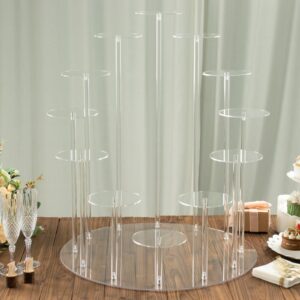 TABLECLOTHSFACTORY 29" Tall 12-Arm Tiered Clear Acrylic Dessert Display Stand, Multi-Layer Round Tray Cupcake Serving Rack