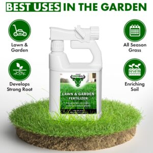 Persist Green Bull - 32oz Liquid Grass Fall Fertilizer Sprayer for Lawn and Garden Soil - Naturally Enhances Green and Creates Nitrogen Rich Plant Soil, Naturally Based Fertilizer for Greener Plants