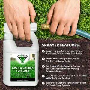 Persist Green Bull - 32oz Liquid Grass Fall Fertilizer Sprayer for Lawn and Garden Soil - Naturally Enhances Green and Creates Nitrogen Rich Plant Soil, Naturally Based Fertilizer for Greener Plants