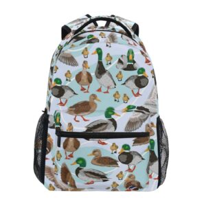 jiponi mallard ducks pattern backpack for girls boys, student school bag bookbag travel laptop backpack purse daypack
