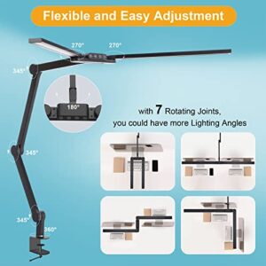 Desk Lamps for Home Office,37.5" LED Architect Desk Light with Clamp,1500LM Desk Lighting for Computer Monitor, Auto and Stepless Brightness/Color,Swing Arm Office Task Lamp for Desk Study Work,Black