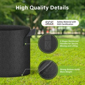 HealSmart Plant Grow Bags 5 Gallon, Tomoato Planter Pots 5-Pack with Handles, Aeration Nonwoven Fabric, Heavy Duty Gardening Planter for Vegetable, Herbs and Flowers, Black