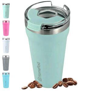 homerod 18 oz stainless steel travel insulated tumbler cup for hot and cold drinks, coffee mug with lid (aqua teal)