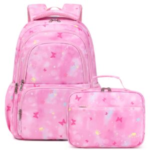 sunborls backpack for girls kids school bookbag with a cute butterfly appearance - lightweight and high-capacity backpack se,pink
