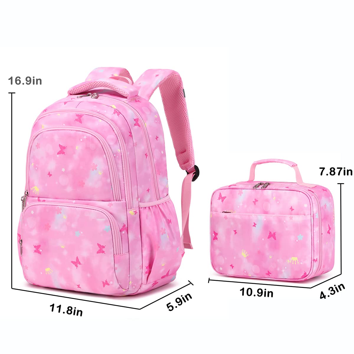 Sunborls Backpack for Girls Kids School Bookbag with a Cute Butterfly Appearance - Lightweight and High-Capacity Backpack Se,Pink