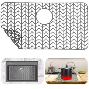 Sink Silicone Protector for Kitchen Sink 26''x14'' ，Back Drain Kitchen Sink Grid Fitting, Heat Resistant Non-Slip, Farmhouse Stainless Steel Porcelain Sink Bottom Sink Mat