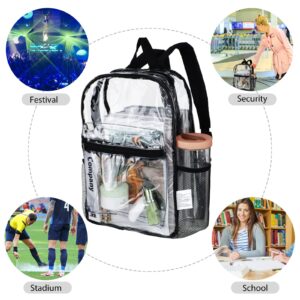 Silkfly 24Pack Clear Backpacks Bulk PVC Transparent Bookbags Heavy Duty See Through Bags with Pockets for Stadium Work Travel (15 x 11 x 3.6 Inches)