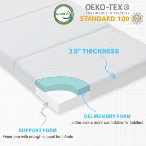 Hygge Hush Quartic-fold Baby Mattress, Soft Memory Foam Toddler Mattress, Waterproof Baby Mattresses for Toddler, Removable and Machine Washable Mattress Cover, 52"x28"x3.5"