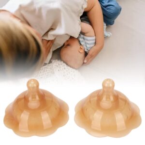 Dioche 2pcs Contact Nipple Shield for Breastfeeding, Double Suction Cup Silicone Nipple Shield Protector for Nursing Newborn, for Latch Difficulties or Flat or Inverted Nipples