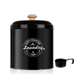 laundry scent booster beads dispenser container for laundry room organization. laundry containers for organizing with lid. metal farmhouse laundry room decor. laundry dispenser for detergent (black)