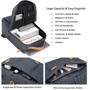 Laptop Backpacks 15.6 inch for Women Men Business Travel Weekender Carry on Backpack with USB Charging Port & Wet Pocket Large School College