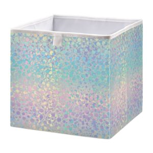 holographic rainbow swirl basket cube storage bins fabric storage baskets collapsible decorative storage box with handles organizer bag for shelf closet toy gift 15 x 11 x 7