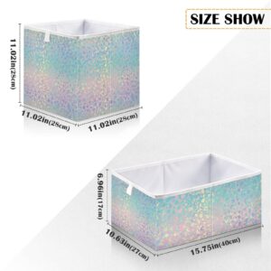 Holographic Rainbow Swirl Basket Cube Storage Bins Fabric Storage Baskets Collapsible Decorative Storage Box with Handles Organizer Bag for Shelf Closet Toy Gift 15 x 11 x 7