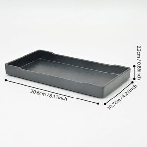 Modern Bathroom Vanity Tray, Small Black Tray 8 inch, Rectangle Kitchen Sink Tray, Soap Tray Sponge Holder for Kitchen Bathroom Counter, Decorative Tray for Makeup, Jewellery, Keys, Watch, Glasses
