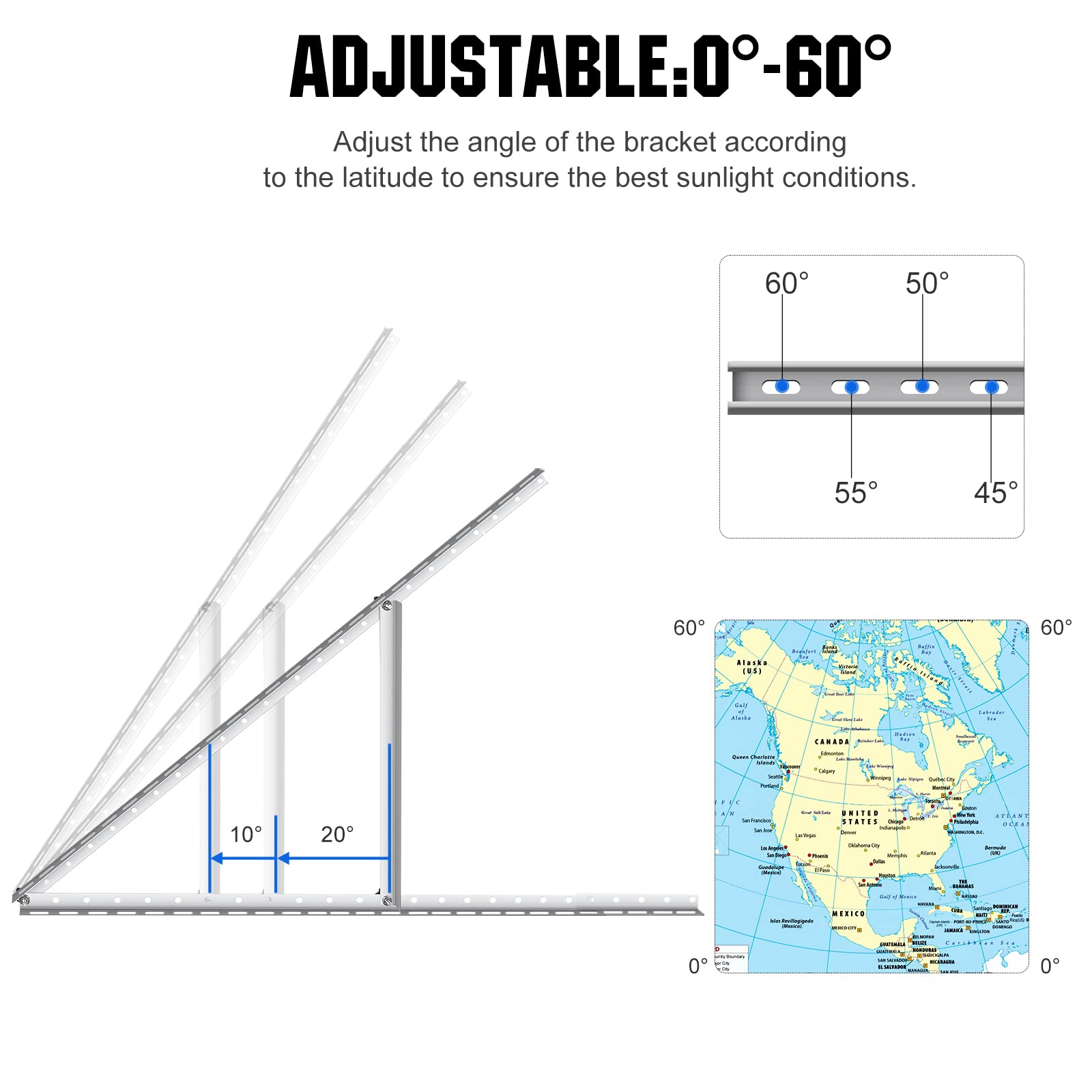 ECO-WORTHY 2 Sets 41inch Adjustable Solar Panel Tilt Mount Brackets with Foldable Tilt Legs, Ieal for 2-4pcs 180 200 300 400 Watt Solar Panel for Roof, RV, Boat, and Off-Grid…