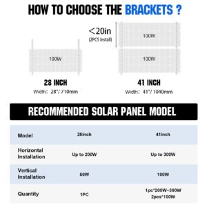 ECO-WORTHY 2 Sets 41inch Adjustable Solar Panel Tilt Mount Brackets with Foldable Tilt Legs, Ieal for 2-4pcs 180 200 300 400 Watt Solar Panel for Roof, RV, Boat, and Off-Grid…