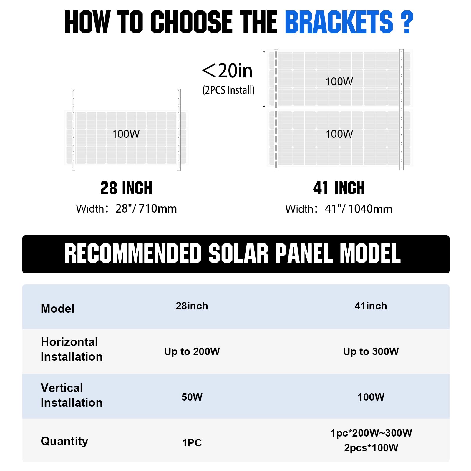 ECO-WORTHY 2 Sets 41inch Adjustable Solar Panel Tilt Mount Brackets with Foldable Tilt Legs, Ieal for 2-4pcs 180 200 300 400 Watt Solar Panel for Roof, RV, Boat, and Off-Grid…