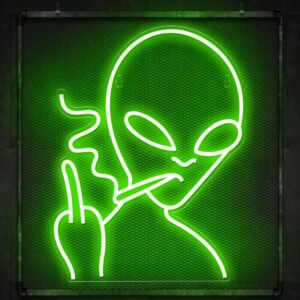 kavaas alien neon sign, green smoking alien led light for game room, party, bar, man cave decor | alien light wall decor - best gifts for alien fans, teenage boys, kids (style - alien1)