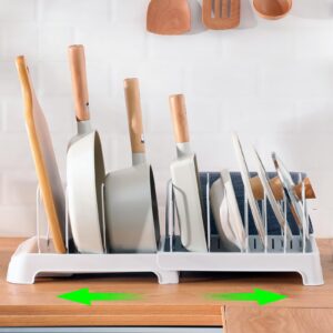 afydtmy pot and pan organizers rack, 7+ pans and pots lid organizer rack holder, pan organizer,kitchen cabinet pantry bakeware organizer rack holder