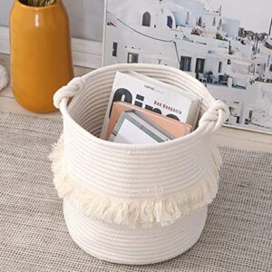 Cotton rope storage basket, woven storage basket, circular miscellaneous storage box, cotton thread with handle, dirty clothes basket, toy basket decoration, cotton rope basket