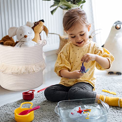 Cotton rope storage basket, woven storage basket, circular miscellaneous storage box, cotton thread with handle, dirty clothes basket, toy basket decoration, cotton rope basket