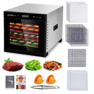 lyntorin food dehydrator machine, 700w 8 trays dehydrators for food and jerky with 95-167℉ temperature & 24h timer, food dehydrator 19pcs tray&sheet