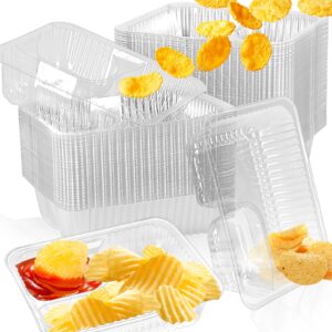 100 Pcs Nacho Trays 22oz, 6"x8" Nacho Tray Disposable Clear Nacho Trays 2 Compartments for Snack Taco Chip