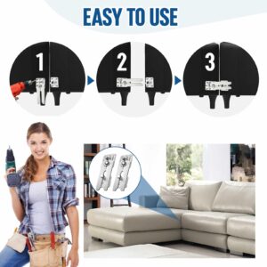 SKMYL Sofa Connector, Heavy Duty Sofa Snap Furniture Invisible Connector Head Snap with Mounting Screws, Sofa Connector Bracket for Loveseat Sofa and Other Furniture (Sofa Alligator Clips 2 Pairs)