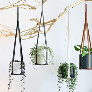 Leather Hanging Planters Holders Plant Hanger,Hanging Baskets Leather Hanging Flower Pot Basket for Home Decor Cactus Succulents Flower Basket White