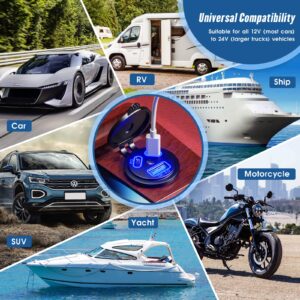 Thlevel 12V Type C USB Outlet Quick Car Charger Socket Dual Port Type C Fast Charger Socket Power Waterproof 12V / 24V Marine Boat Motorcycle Truck