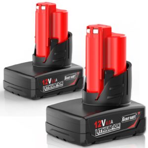 gerit batt 48-11-2460 12v 6.0ah replacement for milwaukee 12v battery compatible with milwaukee 12 volt battery 48-11-2401 48-11-2402 48-11-2440 48-11-2411 48-11-2420 cordless drill power tools(red)