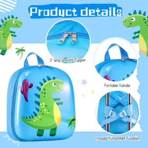 Sanwuta 4 Pieces Dinosaur Luggage for 18 Inch Kids Rolling Luggage, Boys Travel Rolling Suitcase with Gifts for Boys Christmas Wheels Blue Dinosaur Kids Luggage Set with Backpack Neck Pillow Name Tag