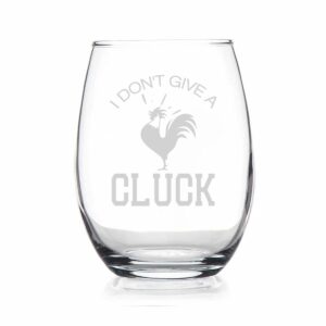 don't give a cluck - stemless chicken wine glass for women - cute funny wine gift idea - unique glasses for birthday