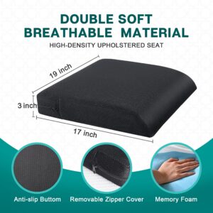 Slecofom Seat Cushion for Office Chair -Memory Foam Desk Chair Cushion Back Breathable Mesh&Non-Slip Bottom,Car/Wheelchair Seat Cushions -Coccyx,Sciatica & Back Pain Relief Pillow (19x17in,Black)