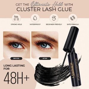 LASHVIEW Lash Remover, Lash Sealer Lash Extension Sealant, Cluster Lash Glue for Sensitive Eyes, Super Strong Hold 72 Hours DIY Eyelash Extension Glue, Sealer, and Remover, Latex Free