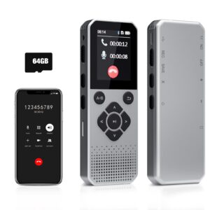 64gb voice recorder, digital voice recorder with bluetooth, tape recorder up to 3072kbps bit rate, voice activated recorder with playback, audio recorder for interview meetings lecture