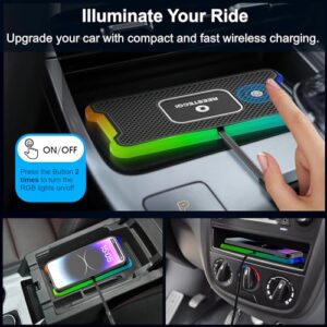 REESTECQI Wireless Car Charger Pad 15W RGB Wireless Charger for Car Type C Non Slip Wireless Charging Pad for Car 40W Car Charger Incl for Airpods iPhone 15/14/13/12 Samsung S24/S23/S22 (30CM Cable)