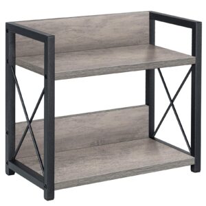 giikin countertop shelf organizer, 2 tier kitchen spice rack organizer for countertop, wood coffee counter shelf organizer for home (smoky grey)