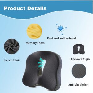 Chair Seat Cushion-Pressure Relief Seat Cushion for Long Sitting Hours on Office, Home Chair, Car Memory Foam Office Chair Cushion for Back, Coccyx, Tailbone Pain Relief