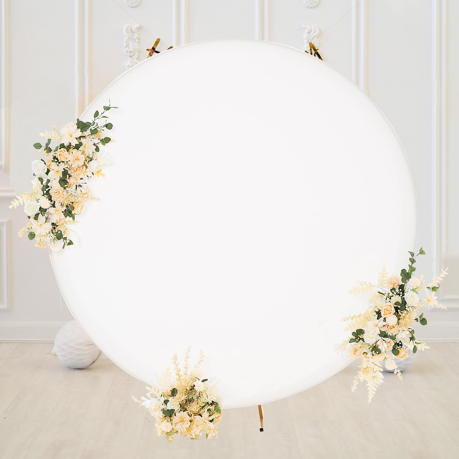 6.5x6.5ft White Round Backdrop Cover White Circle Backdrop Cover Round Fabric Photo Background for Photography Party Birthday Wedding Baby Shower Home Decorations