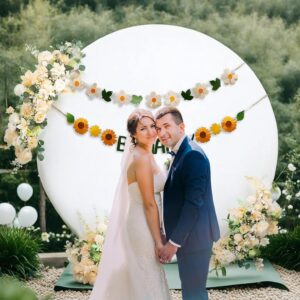 6.5x6.5ft White Round Backdrop Cover White Circle Backdrop Cover Round Fabric Photo Background for Photography Party Birthday Wedding Baby Shower Home Decorations